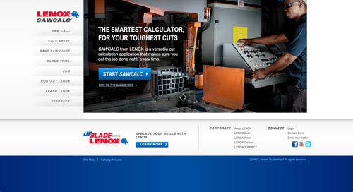 LENOX SawCalc website link